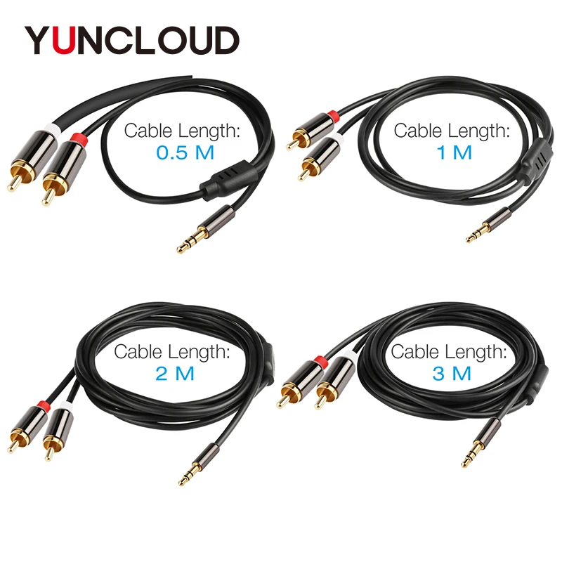 

YUNCLOUD 3.5mm Jack Male to 2 RCA Male Audio Aux Cable for Amplifier Phone Headphone Speaker Car Audio Cable