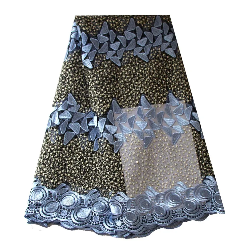 Blue tulle lace fabric