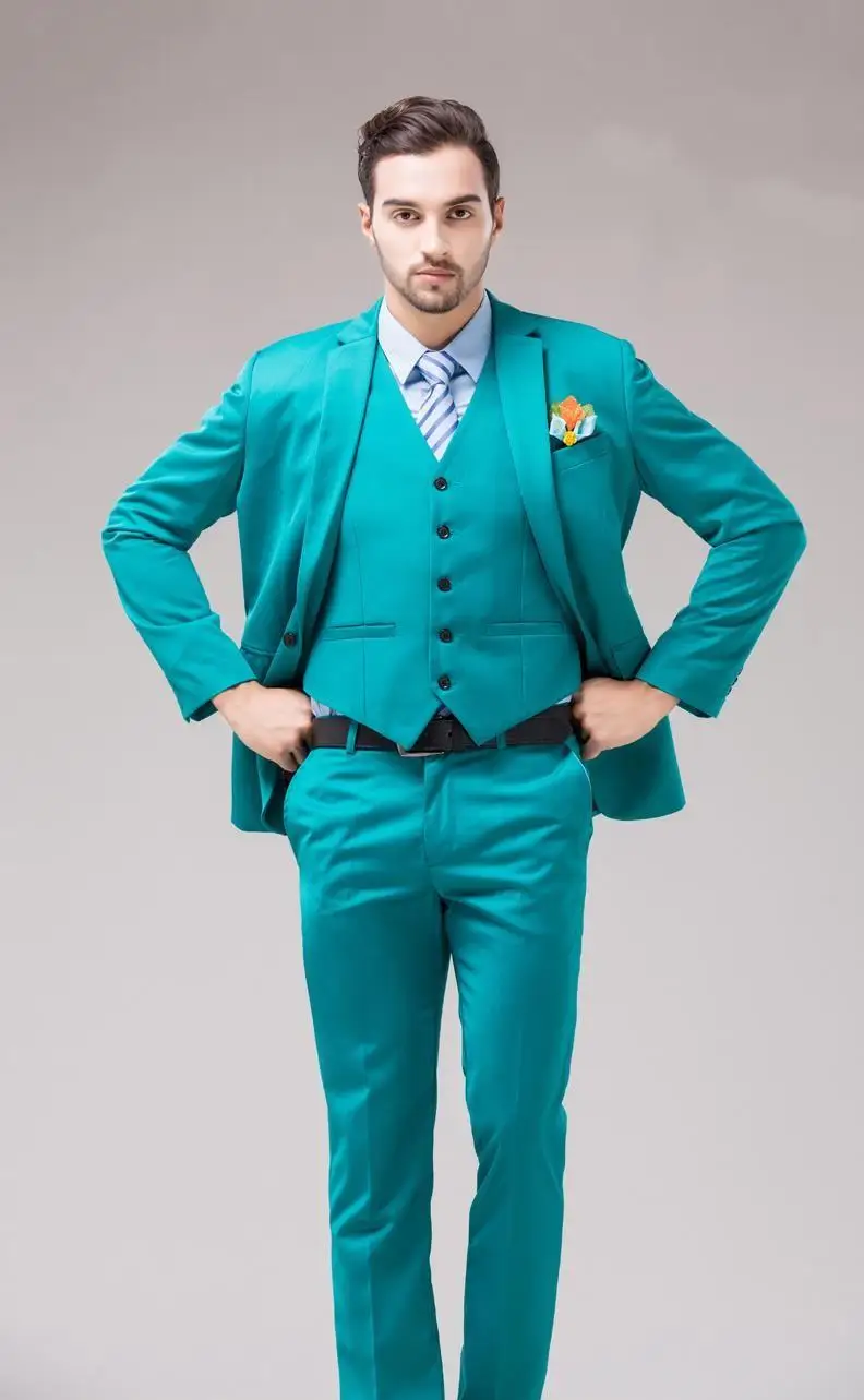 2016 Green Blue Groom Tuxedos Notch Lapel Men S Suits Turquoise 2016 Green Blue Groom Tuxedos Notch Lapel Men S Suits Turquoise Bridegroom Wedding Dinner Best Man Jacket Pants Tie Vest In From