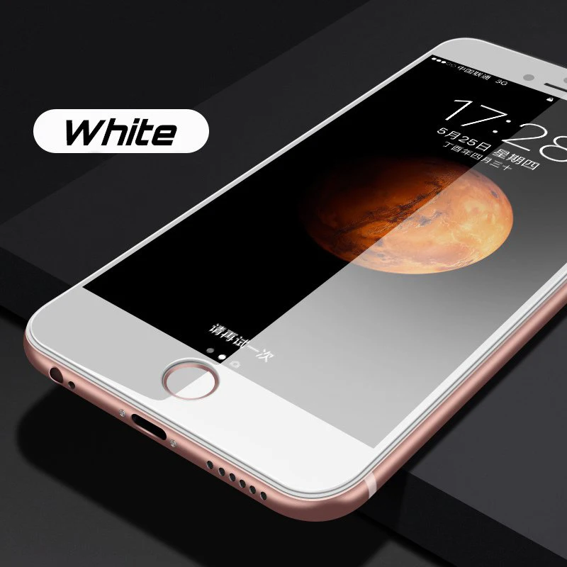 3D 9H полное покрытие закаленное стекло для iPhone 7 8 Plus 5 5S 5C SE Защитная пленка для экрана на iPhone 6 6s Plus XS - Цвет: white