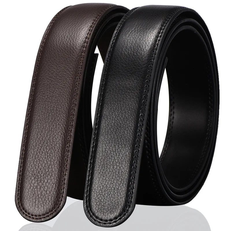 No Buckle 3.5cm Wide Leather Casual Belt Without Automatic Buckle Strap ...