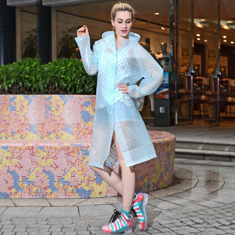 

Eva Transparent Clear Trench Raincoat For Women Parka Waterproof Clear Capa Chuva Rain Coat Rainwear Fabric Clothing QQG239