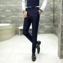 Брендовые Новые Мужские модельные брюки, Осенние облегающие брюки в британском стиле в клетку, мужские повседневные брюки,, деловые брюки для мужчин 33-29