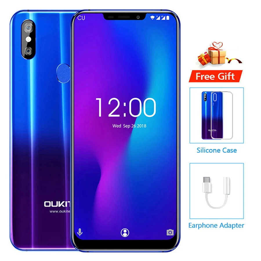 OUKITEL U23 6,1" 18:9 Android 8,1 MT6763T Helio P23 Восьмиядерный 6 ГБ 64 Гб 3500 мАч 16 МП беспроводной заряд лица ID мобильный телефон - Цвет: Blue