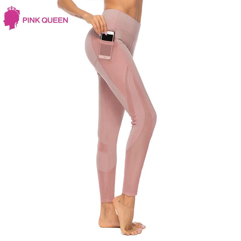 

Pocket Leggings Women Workout Elastic High Waist Legging Pants Fitness Push Up Mesh Patchwork Legging Trousers Leggins Mujer