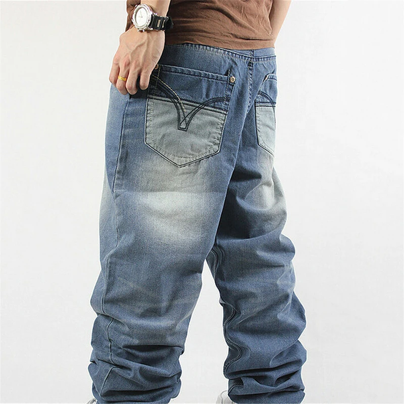 Harem Style Big Yards Jeans Male New Hip Hop Baggy Jeans Hip Loose Straight Jeans Pants Casual Pants Long Jeans