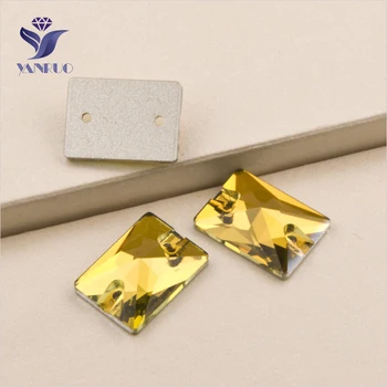 

YANRUO 3250 All Sizes Lt.Topaz Rectangle Sew On Strass Flatback Crystal Shiny Rhinestone Beads For Sewing
