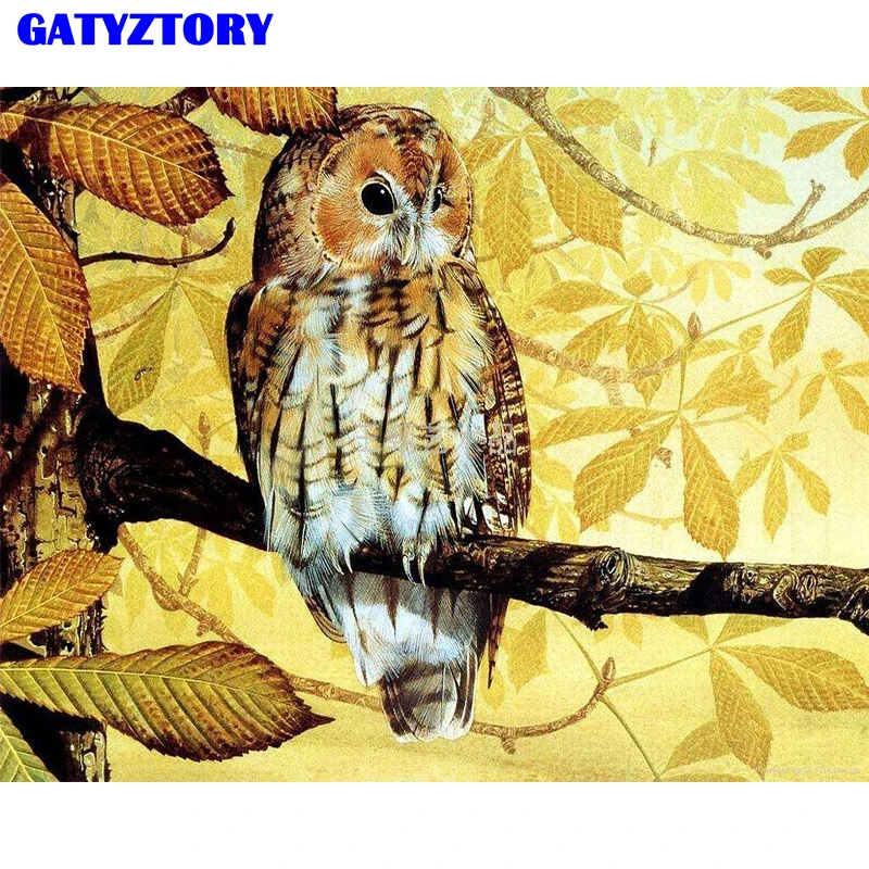 

Frameless Vintage Owl Animals DIY Painting By Numbers Kits Handpainted Oil Painting Home Wall Art Picture For Living Room Decor