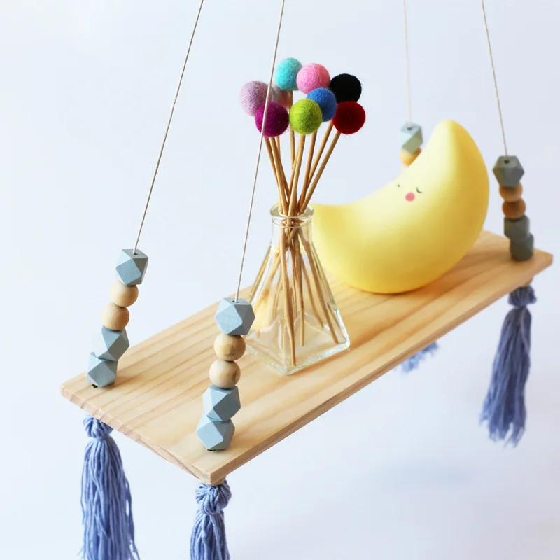 الشمال نمط نوم رف جدار DIY الأصلي خرزات خشبية تخزين الرف منظمة سوينغ الرف ديكور المنزل الاطفال حزب ديكور هدية