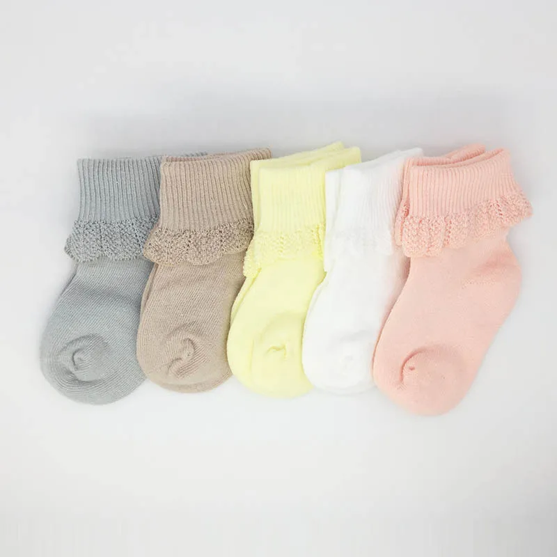 

1 Pair Boys Girls Socks Baby Lace Solid Cotton Sock Newborn Kids Cute Shoes Slippers Boots