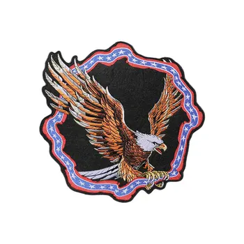 

Handmade Embroidered Iron On Patches Motorcycle Applique Flying Eagle Biker Patches For Clothes