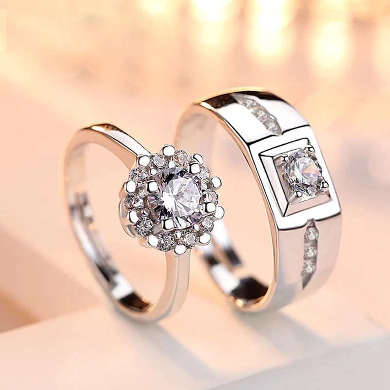 SHANICE 925 sterling silver Wedding Open Ring For Couples Cubic Zirconia Cz Lovers Rings Set Men Women Engagement Wedding Rings