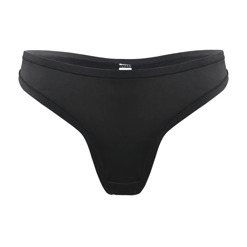 

Women G-string Panties Semi Sheer sexy solid color low-Rise tanga Female Underwears lady T-back black
