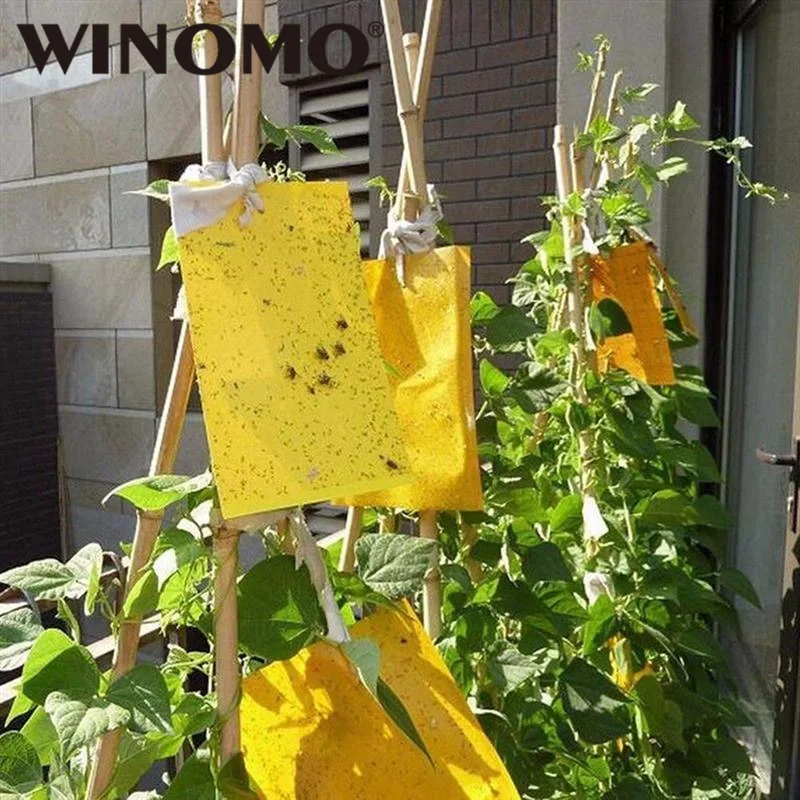 

WINOMO 10pcs PVC Flies Sticky Board Double Side Insect Monitor Cards Fly Traps Pest Control Catcher for Garden