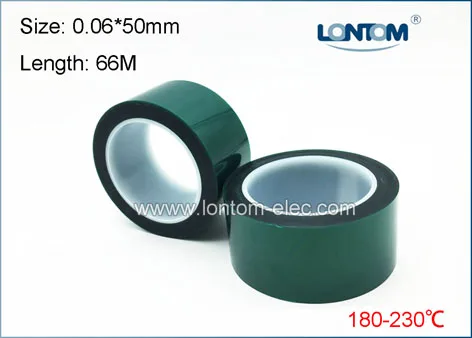 

50mm width 66 Meters length Green PET Adhesive Tape High Temperature for PCB Solder Shielding