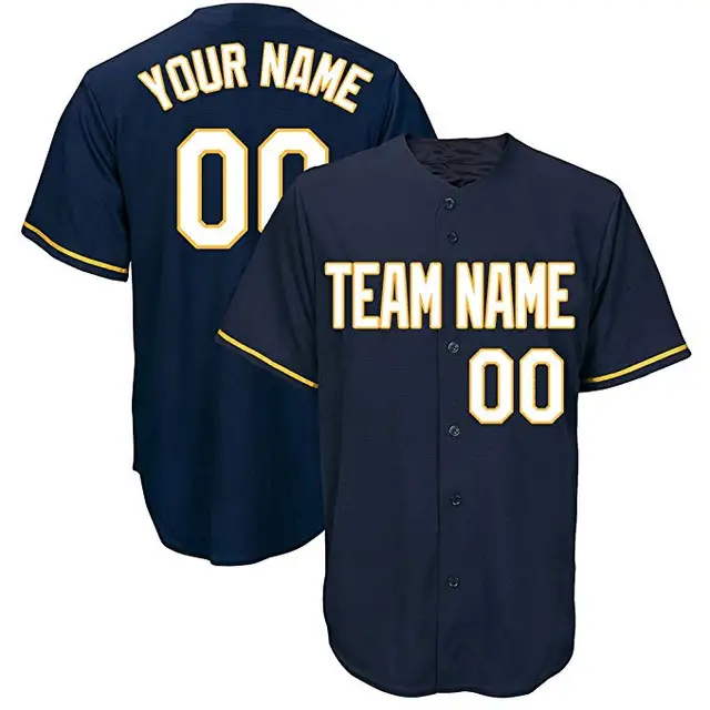 Custom Navy Cool Baseball Jersey with Embroidered Any Team Logo High