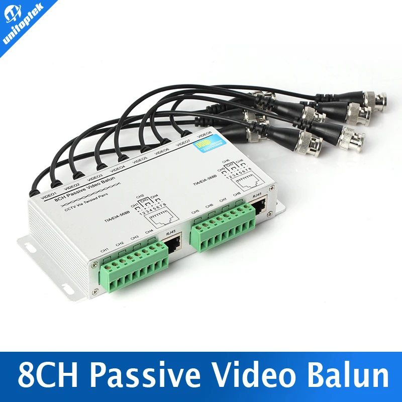 

8CH BNC Video Balun RJ45 Port Or Terminal Block UTP Cable Transfer  Video Converter Plug and Play Support 720p CVI Camera 400m