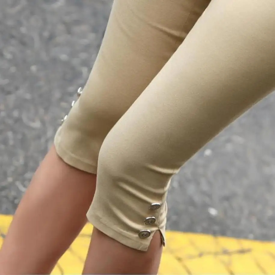 

Summer Women's Elastic High Waist Capris Pants Candy Color Casual Skinny Pencil Pants Comfortable Women Pants Plus size