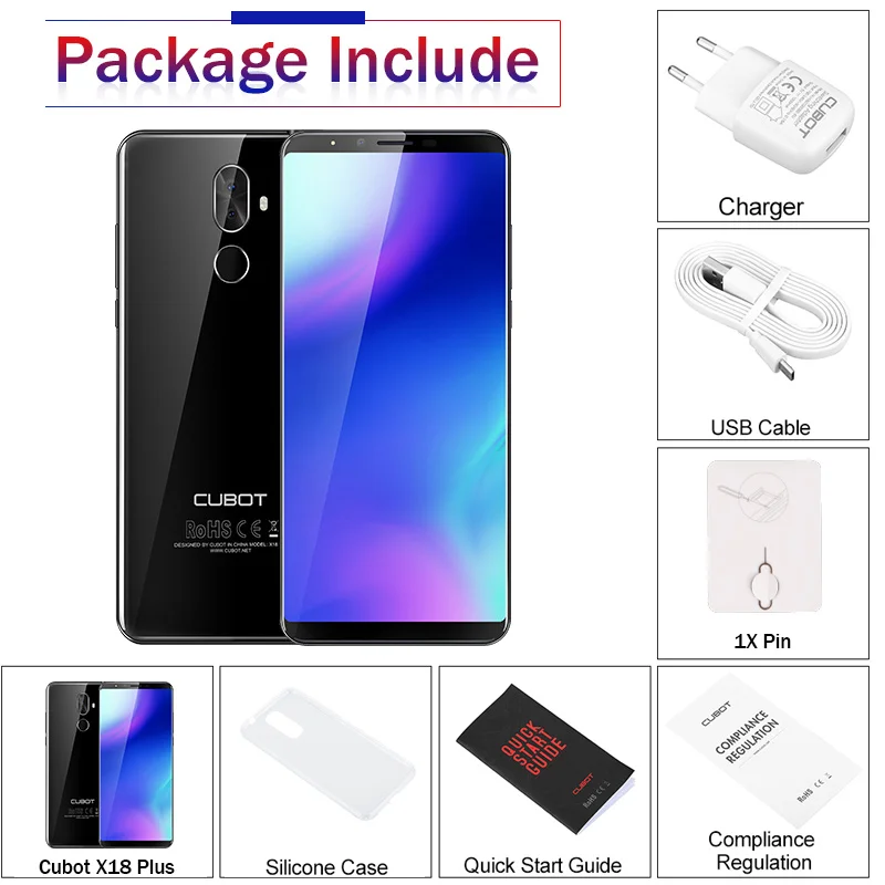 Cubot X18 Plus Android 8 0 18:9 FHD + 4 Гб 64 5 99 дюймов MT6750T восьмиядерный смартфон 20MP 2MP задние