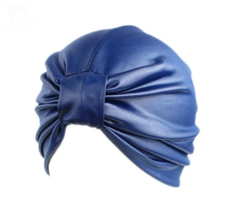 Новинка женщины шляпы кожа тюрбан Шапки головной обруч купол Шапки в европейском стиле Индии Шляпы Женщины шапочки Skullies для осени и весны - Цвет: blue