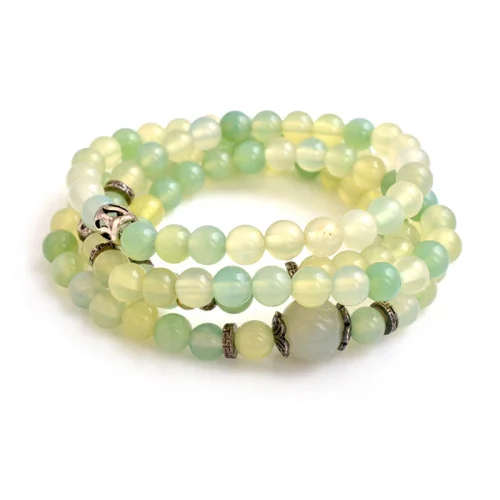 

Hot sale Multi-Strand 6mm Semi-precious Stone Beads Bracelet Jewelry With 925 Sterling Silver Charms GSB-K004