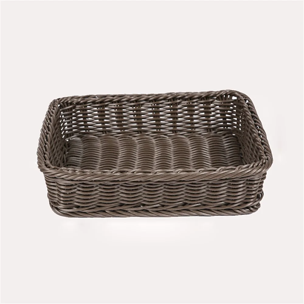 

Woven Storage Basket Toys Storage Boxes Kitchen Wicker Bread Box Handmade Square Brown Fruit Trays Organizer Home Decor