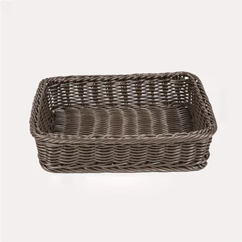 

Woven Storage Basket Toys Storage Boxes Kitchen Wicker Bread Box Handmade Square Brown Fruit Trays Organizer Home Decor
