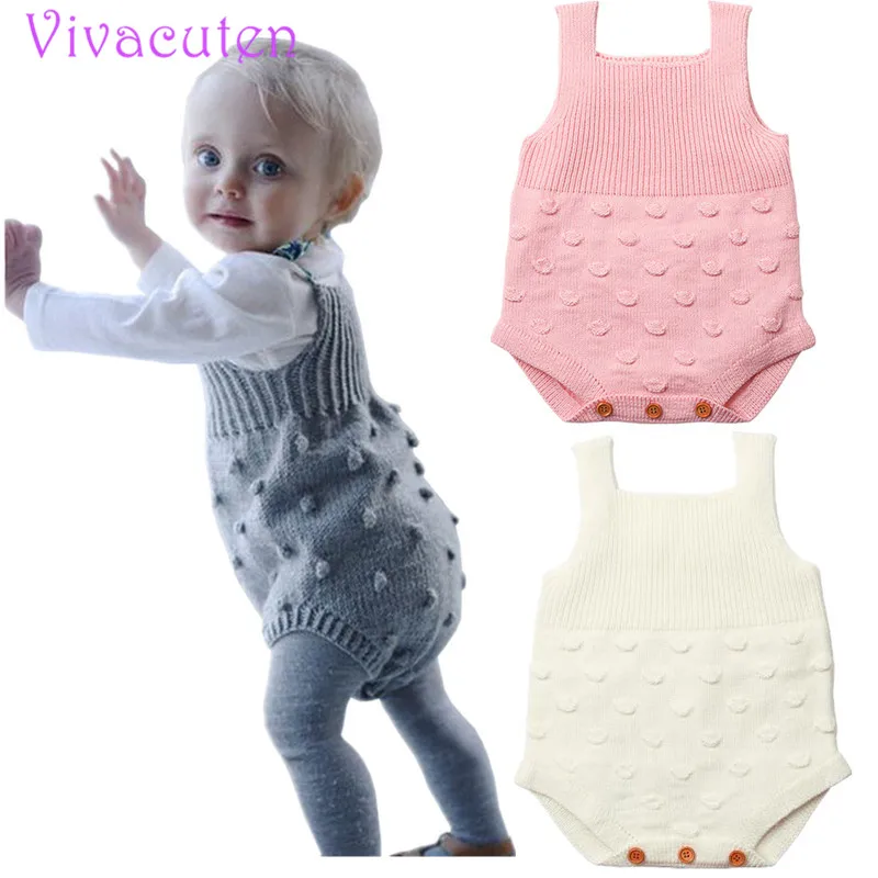 

New Knitted Baby Rompers for Girls clothes Spring Autumn Infant Overalls Sleeveless Pattern Kids Jumpsuit Toddler Baby Clothes