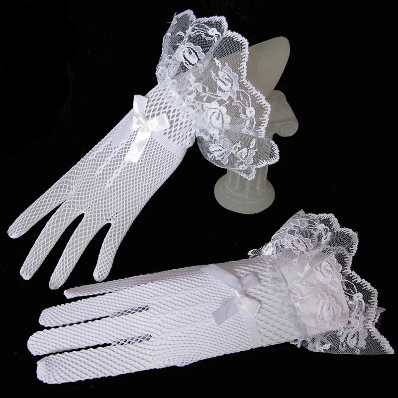 JaneVini 2019 горячая Распродажа кружевные свадебные перчатки белые черные Gant Свадебные перчатки невесты Вечерние Короткие Дешевые сетчатые