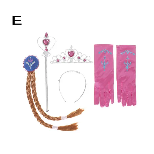 4 шт./компл. в стиле Эльзы и Анны Косплэй Корона волшебная палочка кос Перчатки волшебная палочка+ стразы для волос в виде короны+ перчатки, комплект одежды для девочек 5 стилей - Цвет: E