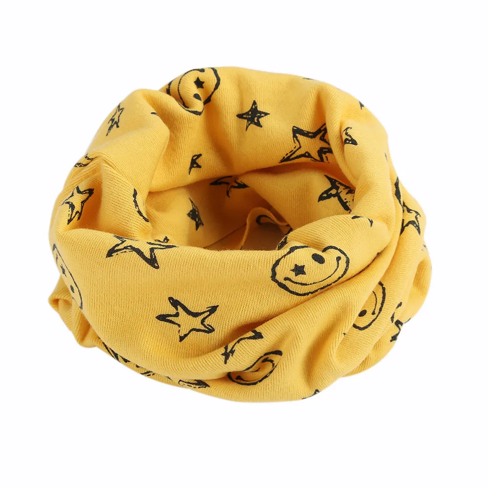 Детское зимнее теплое кольцо, шарф с принтом, эластичные глушители для мальчиков и девочек, детские теплые кольца, шарфы