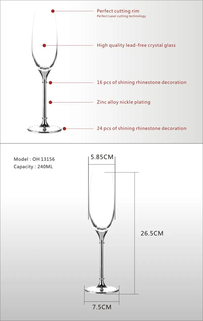 Ясно свинца 240 мл пара хрустальный бокал для шампанского