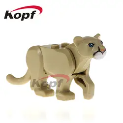 Pg1129 Джунгли животных серии Puma конколор Пантера Leopard Mountain Lion здания Конструкторы действие Рождество для Детский подарок Игрушечные лошадки