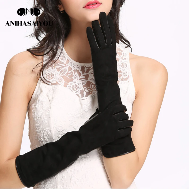 2018 New winter products Leather gloves Warm lined leather gloves women Fashion Style Black leather gloves long goat skin 2018 New winter products Leather gloves Warm lined leather gloves women Fashion Style Black leather gloves long goat skin