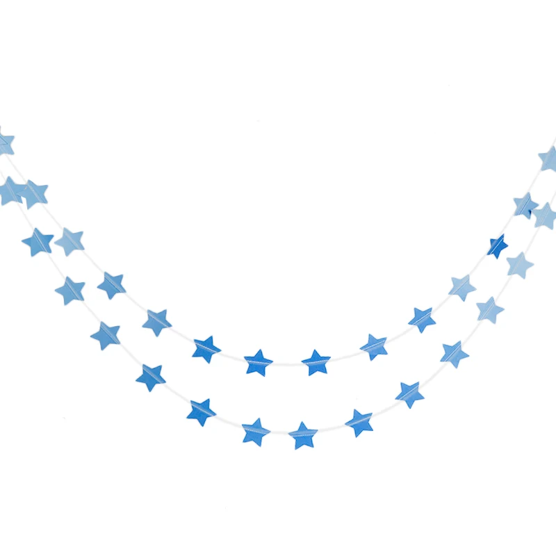 Civent 4 м звезда гирлянды настенный бумажный гирлянда струны баннер Золото Серебро пентаграмма Свадебные События вечерние украшения орнамент - Цвет: Blue