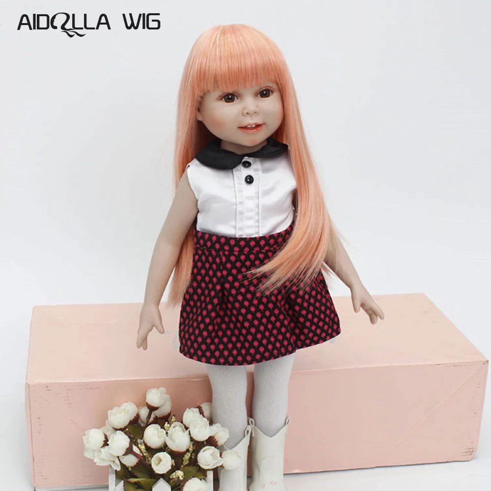 

AIDOLLA Fashion Straight Long Hair Replacement Wig for 18" American Dolls Champagne Color DIY Making Repair Accessories