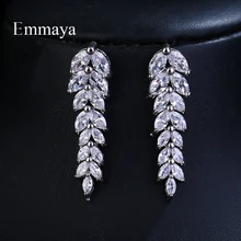 Emmaya Brand Fashion Charm AAA Cubic Zircon Multicolor Salix Leaf Pendant Earrings For Women Wedding Party Jewelry Gift emmaya new top white gold plate flower jewelry set aaa cubic zircon pendant earrings for women wedding jewelry sets