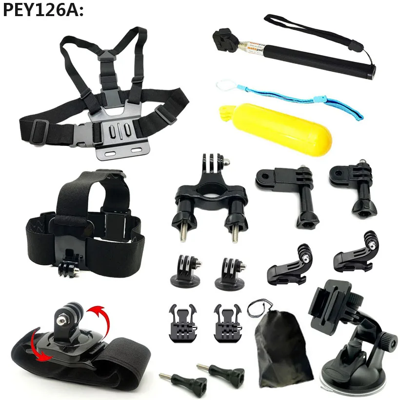 PEY126A Peeynnt аксессуары для Gopro heor 7 для Go pro 6 5 Session 3+ 4 селфи монопод крепление для Xiaomi Yi 4 K SJCAM SJ4000 eken H9 H9R - Цвет: PEY126A