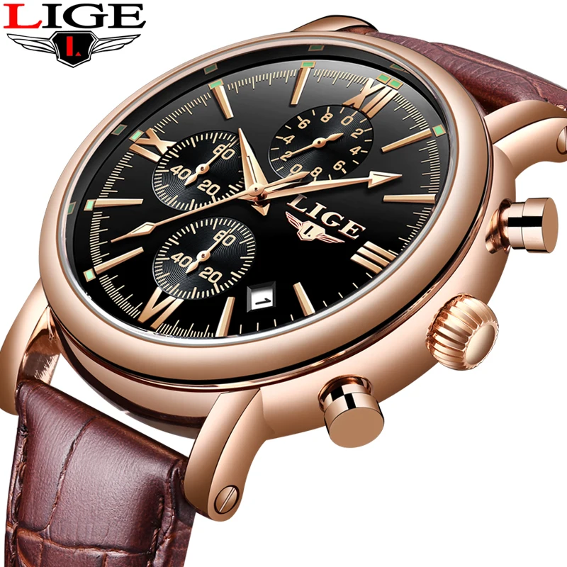 

LIGE Fashion Classic Men's Sport Watch Man Analog Quartz Watches Waterproof Date Military Multifunction Wrist Watch Men Clock