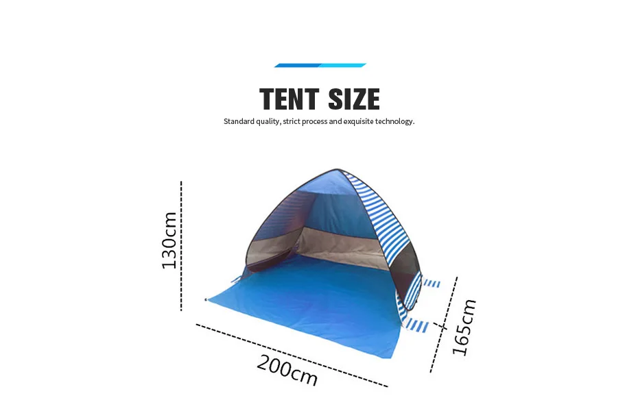 WIDESEA всплывающий Пляжный Тент в полоску пляжный Солнцезащитный УФ-защитный быстрый автоматический Открытый Рыбалка Пешие прогулки и кемпинг беседка