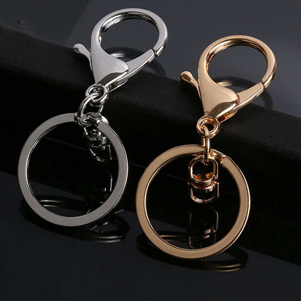 

1Pc High qulity DIY Findings For Bag Accessories Fashion Round Keyring Hooks Metal Split Key Chains Key Rings With Lobster Clasp