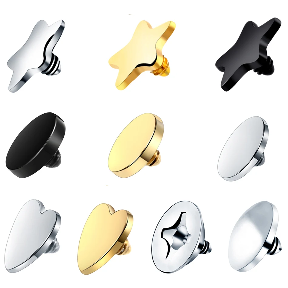 Titanium Tattoo Dermal Anchor Tops Micro Dermal Head Surface Piercing CZ Gem Skin Diver Anchors Body Piercing Jewelry 1PC