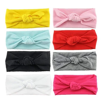 

8pcs Cute Baby Girl Headband Hairstyle Uni Knot Turban Elastic Color Pure Accessory