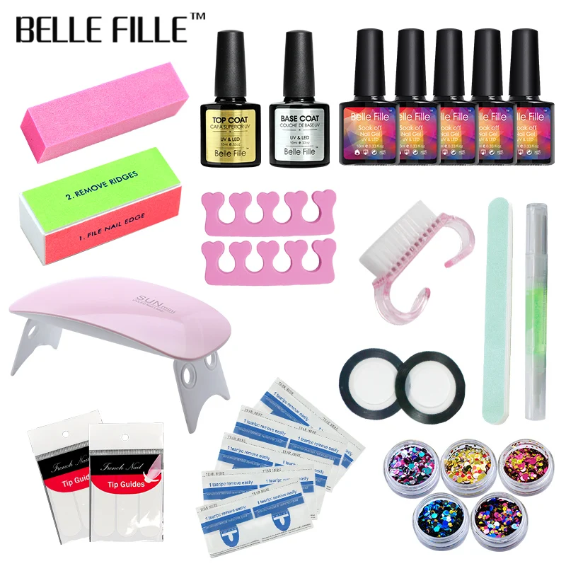 Belle Fille Set Dryer Nail Gel Polish Soak Off Manicure Products