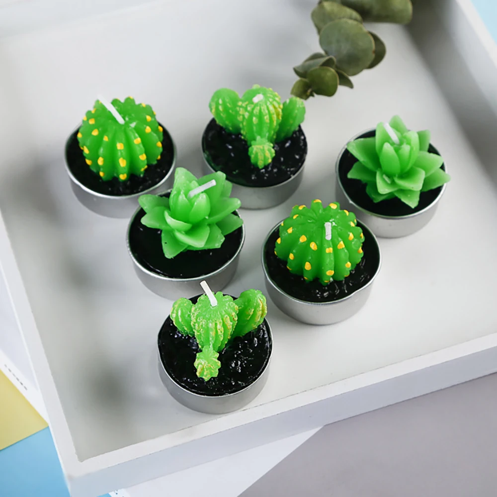 

Green Plant Non-spill Mini Cactus Candle Decorative Tea Light Party Candlelight Wedding Decoration Birthday Mini Velas Decor 043