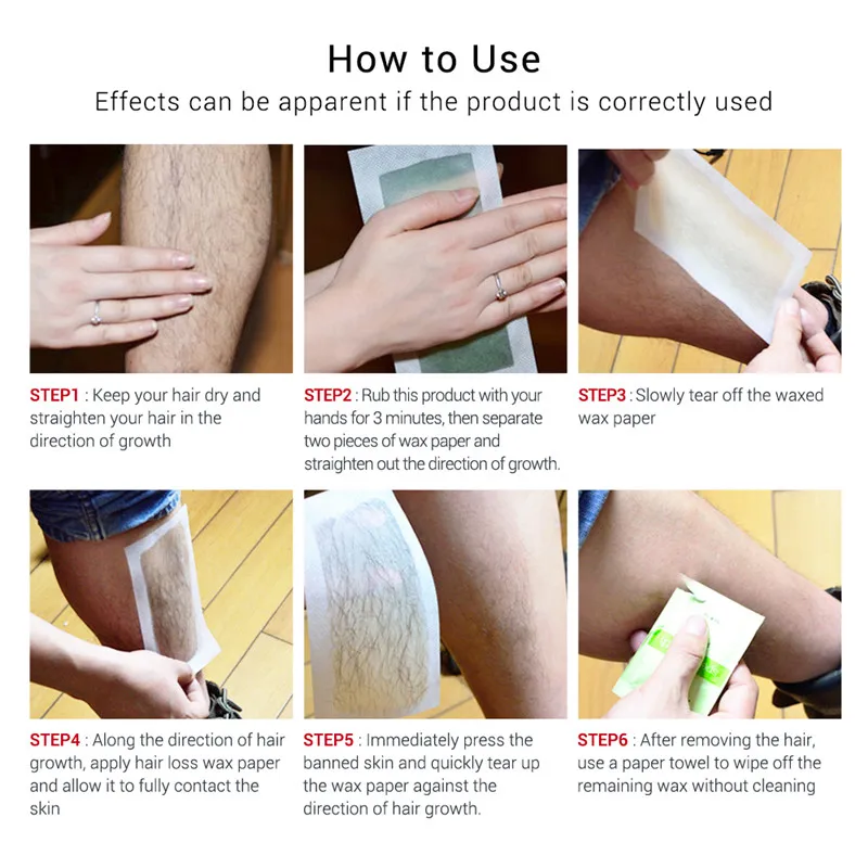 10pcs Hair Removal Wax Strips Papers Depilation Natural Beeswax