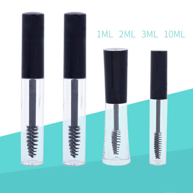 

1PC Portable 1/2/3/10mL Empty Mascara Tube Eyelash Vial Liquid Bottle Container Black Cap Makeup Eyeliner Storage Bottles