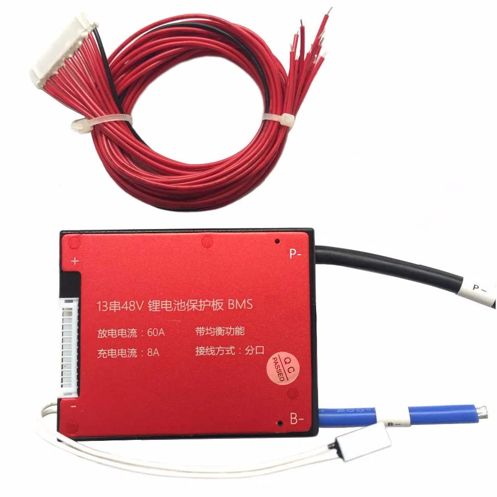 

13S 48V 18A 25A 35A 45A 60A BMS PCM PCB for Lithium Battery Pack with Temp Sensor