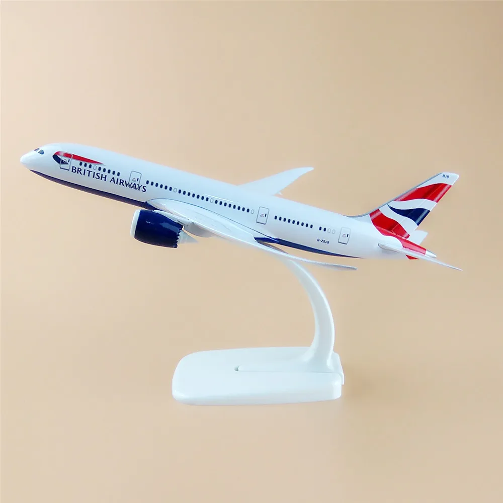 

20cm Metal Plane Model Air British Airways Boeing 787 B787 Airplane Model Airlines w Stand Aircraft Kids Gift