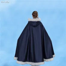 Темно-синий полный длина средневековый плащ обложка свадебный плащ Свадебный Плащ шаль накидка